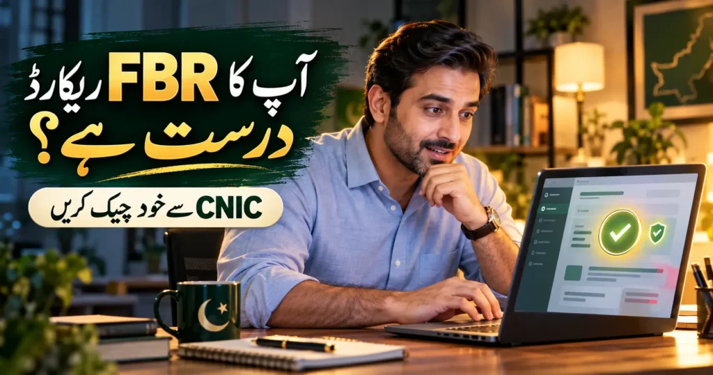 Pakistani taxpayer using online NTN verification by CNIC on official FBR portal