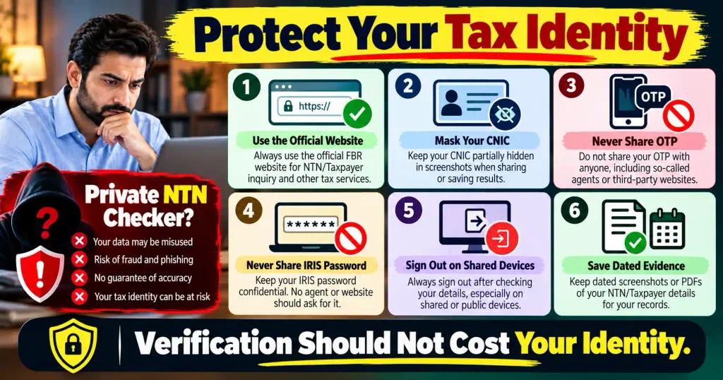 CNIC privacy and IRIS security checks for safe FBR taxpayer verification