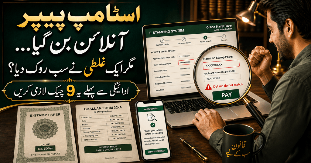 Stamp paper online application showing a costly challan mistake before payment