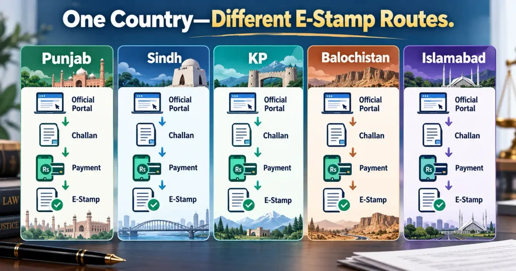 Stamp paper online official routes for Punjab Sindh KP Balochistan Islamabad