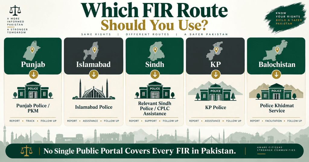 Province-wise official routes for FIR verification across Pakistan