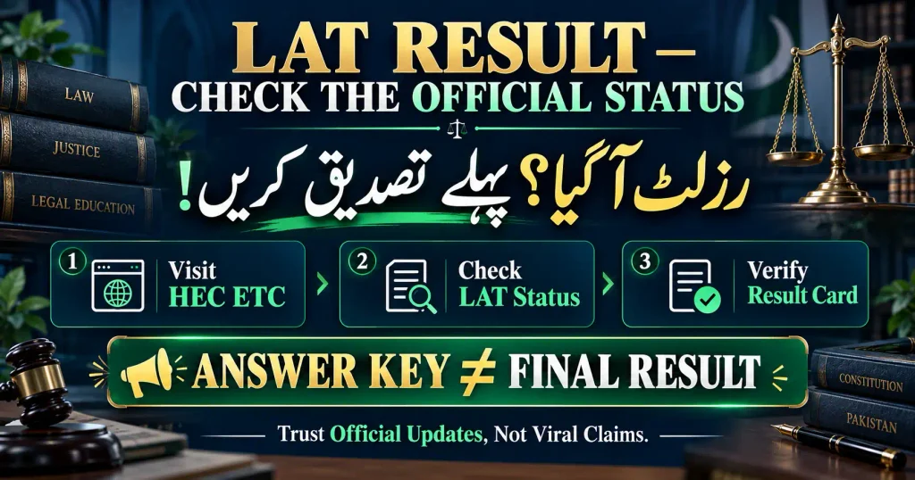 LAT Result official status check through HEC ETC portal in Pakistan
