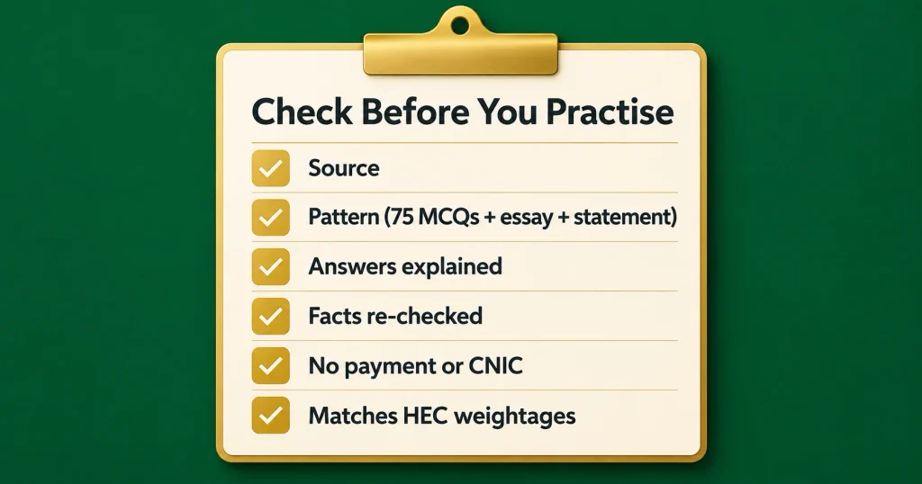 Six-step checklist to verify any LAT test past paper before practising with it