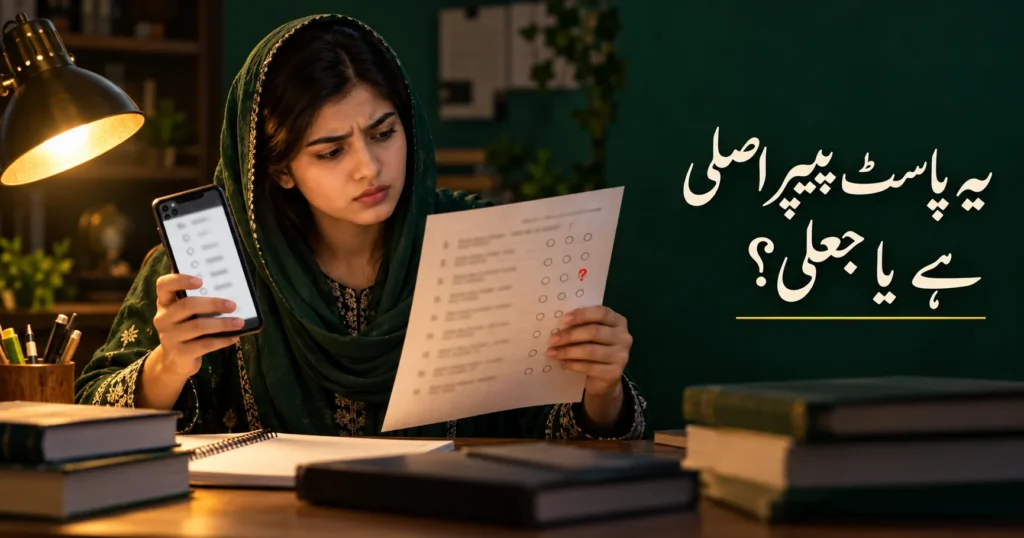 LAT past papers check by a Pakistani student comparing two PDFs before the HEC test