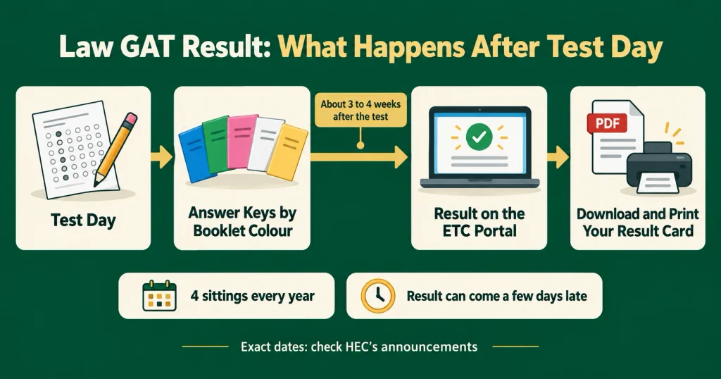 Law GAT result timeline from test day to answer keys, result and result card