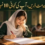 Student writing a personal statement for LAT test in a quiet exam hall